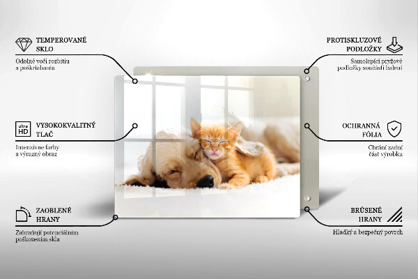 Szklana deska do krojenia Zwierzęta pies i kot