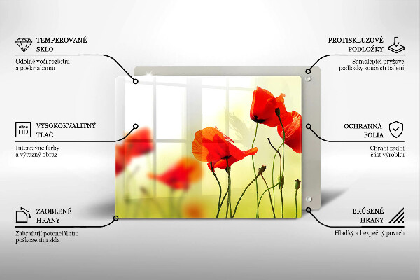 Szklana deska do krojenia Czerwone kwiaty maki