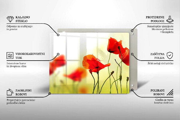 Szklana deska do krojenia Czerwone kwiaty maki