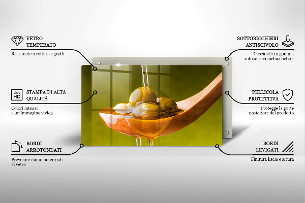 Szklana deska do krojenia Oliwa i oliwki