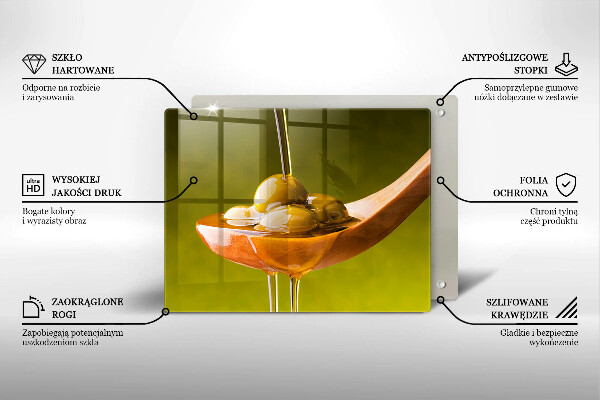 Szklana deska do krojenia Oliwa i oliwki