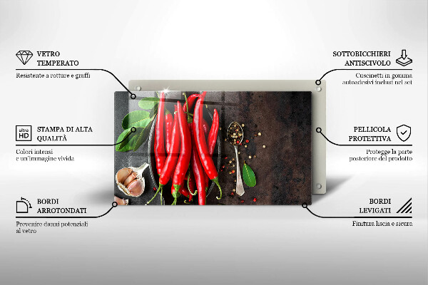 Szklana deska do krojenia Czerwone papryczki chili