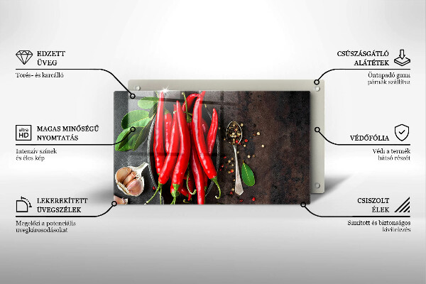 Szklana deska do krojenia Czerwone papryczki chili