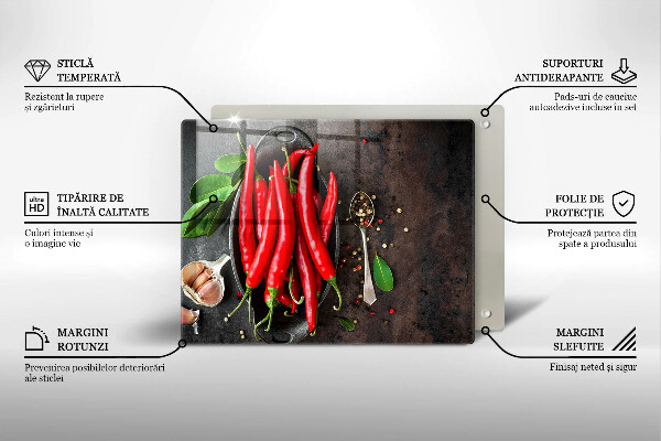 Szklana deska do krojenia Czerwone papryczki chili