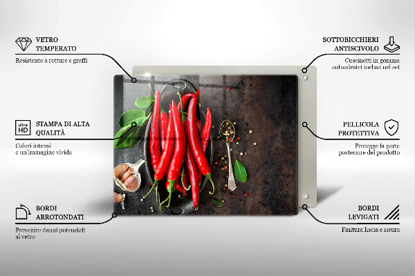 Szklana deska do krojenia Czerwone papryczki chili
