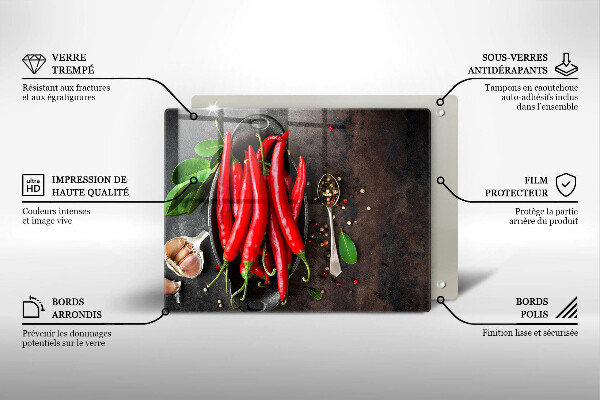 Szklana deska do krojenia Czerwone papryczki chili