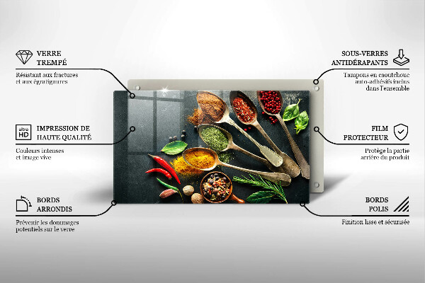 Szklana deska do krojenia Kuchenne łyżki przyprawy