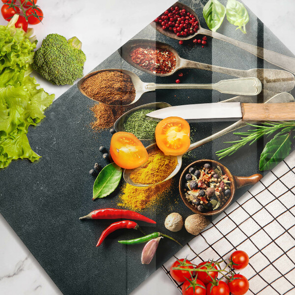 Szklana deska do krojenia Kuchenne łyżki przyprawy