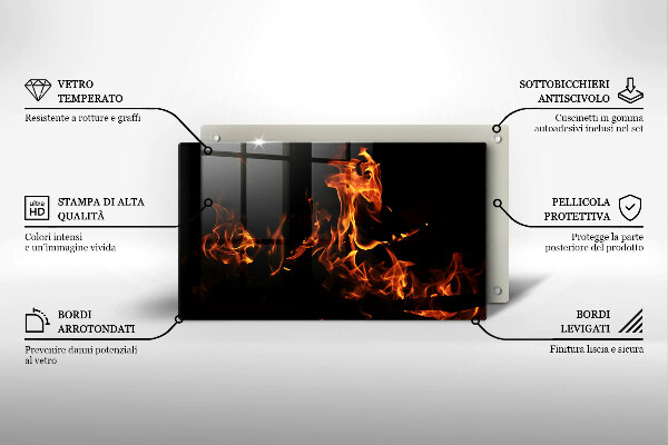 Szklana deska do krojenia Ogień żywy płomień