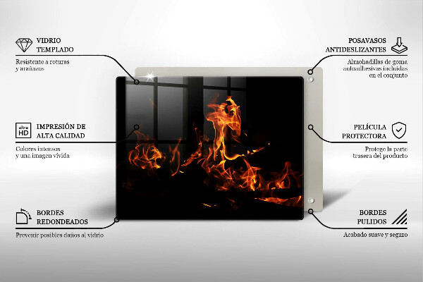 Szklana deska do krojenia Ogień żywy płomień