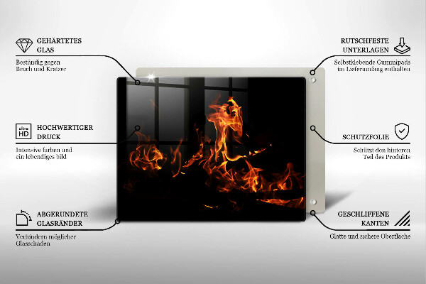 Szklana deska do krojenia Ogień żywy płomień