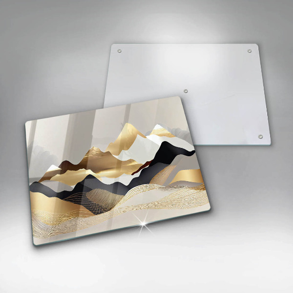 Szklana deska do krojenia Abstrakcja złote góry