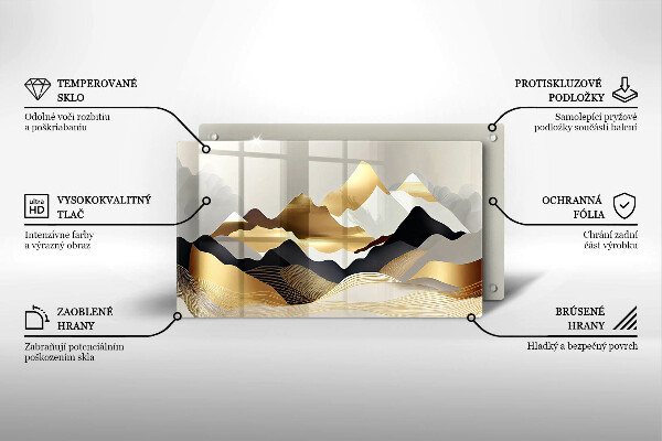 Szklana deska do krojenia Abstrakcja złote góry