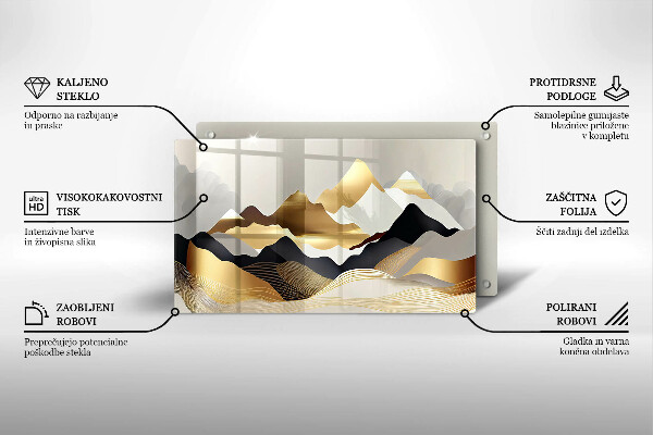 Szklana deska do krojenia Abstrakcja złote góry