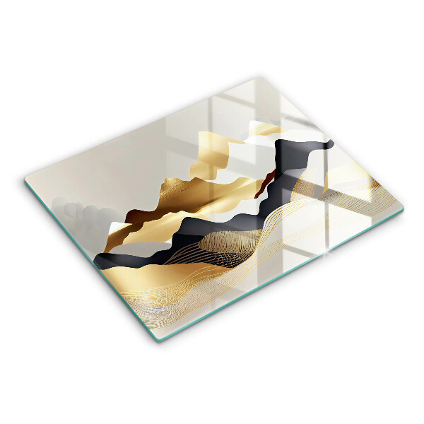 Szklana deska do krojenia Abstrakcja złote góry