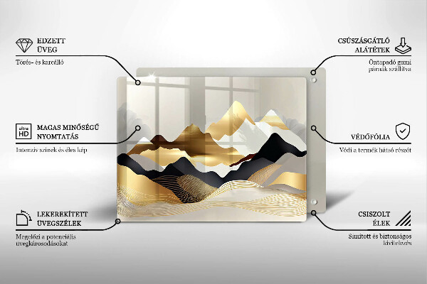 Szklana deska do krojenia Abstrakcja złote góry