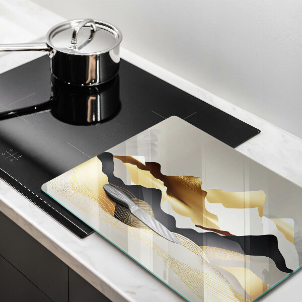 Szklana deska do krojenia Abstrakcja złote góry