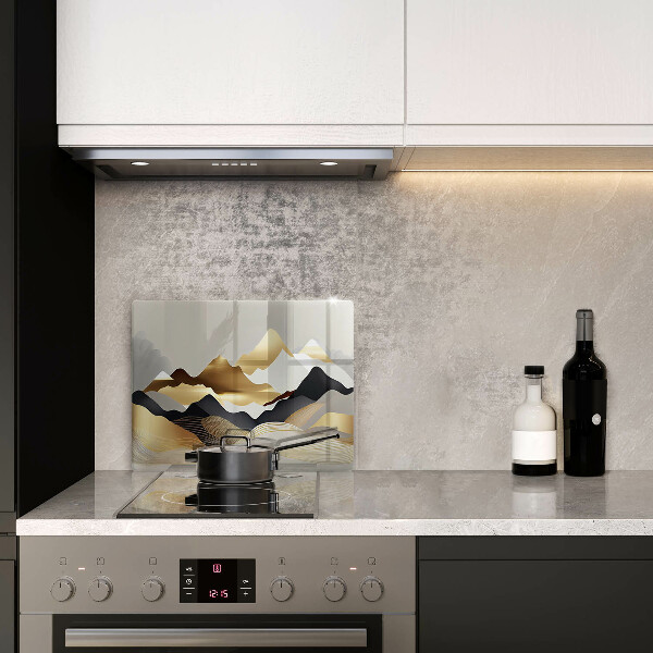 Szklana deska do krojenia Abstrakcja złote góry