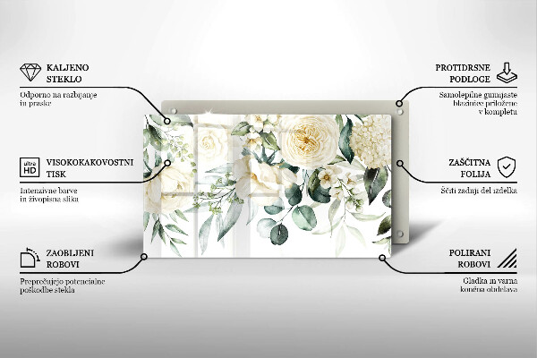 Szklana deska do krojenia Akwarelowe kwiaty