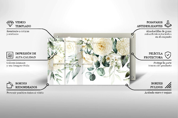 Szklana deska do krojenia Akwarelowe kwiaty