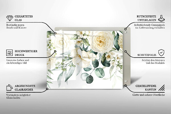 Szklana deska do krojenia Akwarelowe kwiaty