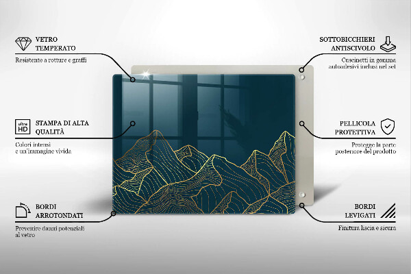 Szklana deska do krojenia Abstrakcyjne góry
