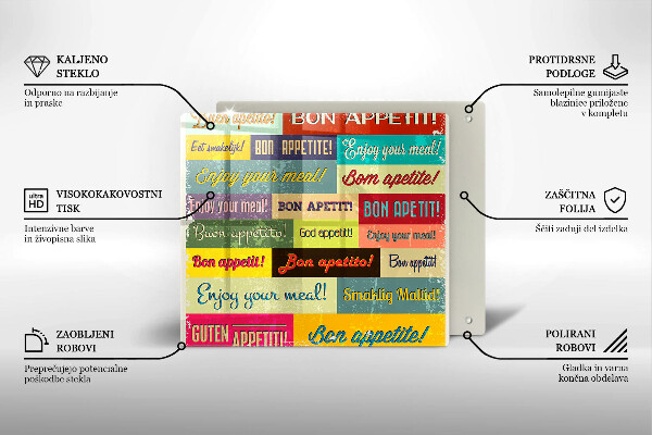 Deska kuchenna Napisy Smacznego języki