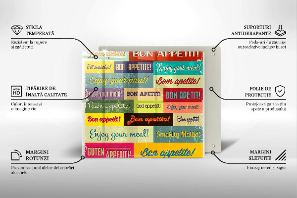 Deska kuchenna Napisy Smacznego języki