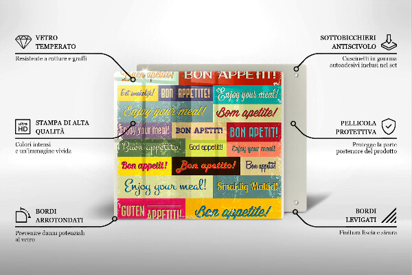 Deska kuchenna Napisy Smacznego języki