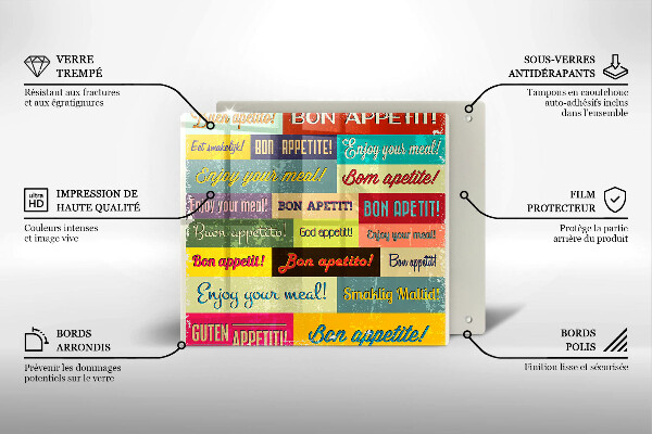 Deska kuchenna Napisy Smacznego języki