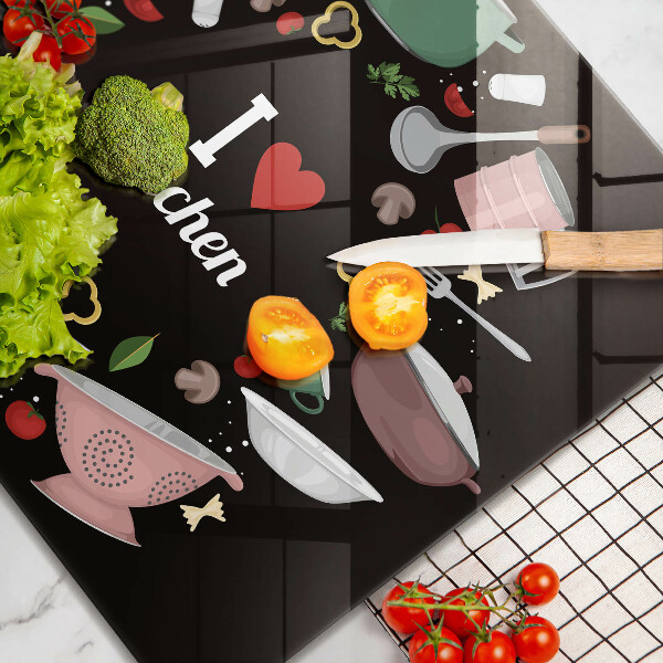 Deska kuchenna Ilustracja I love kitchen