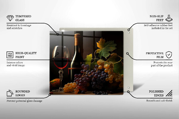 Deska do krojenia Kieliszek wina i winogrona