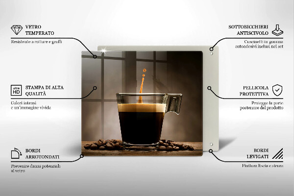 Deska kuchenna Szklanka i ziarna kawy