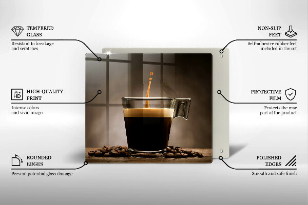 Deska kuchenna Szklanka i ziarna kawy