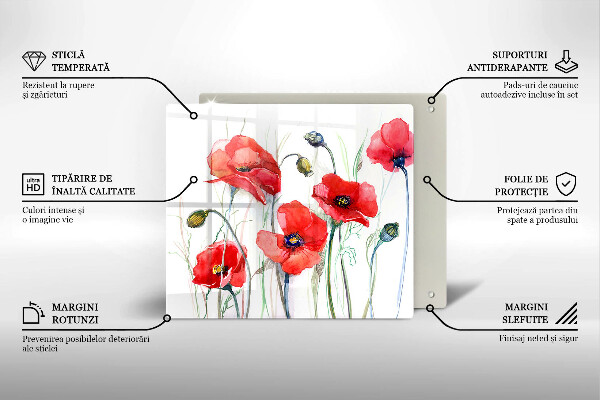 Deska kuchenna Kwiaty czerwone maki