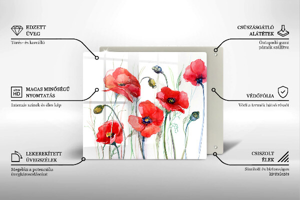 Deska kuchenna Kwiaty czerwone maki