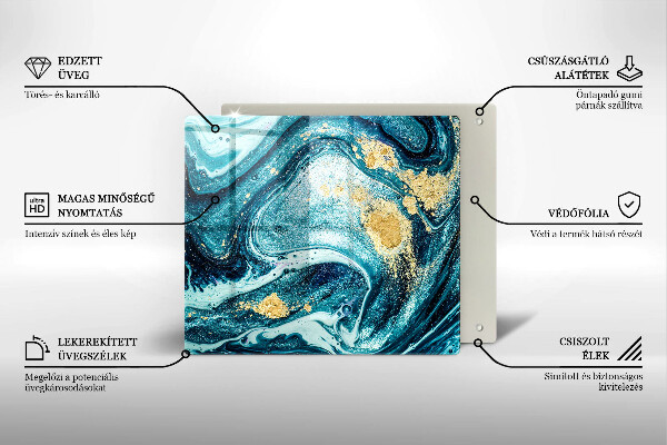 Deska kuchenna Błękitna abstrakcja złoto