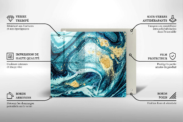 Deska kuchenna Błękitna abstrakcja złoto