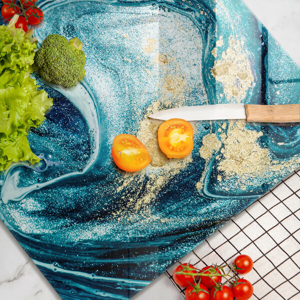 Deska kuchenna Błękitna abstrakcja złoto