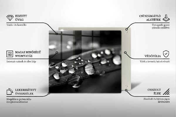 Deska kuchenna Krople rosy na liściach