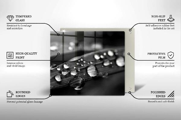 Deska kuchenna Krople rosy na liściach