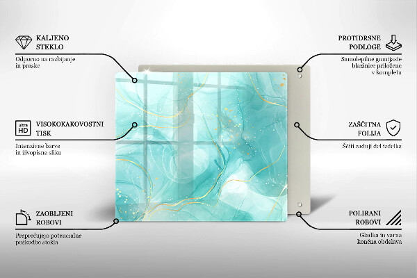 Deska kuchenna Błękitno-złota abstrakcja