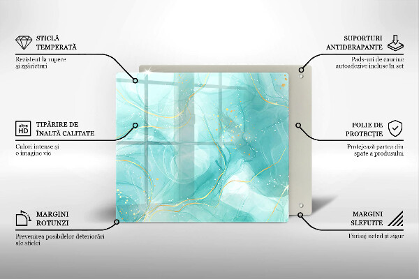 Deska kuchenna Błękitno-złota abstrakcja