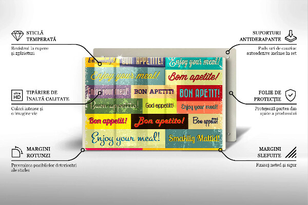 Deska do kuchni Napisy Smacznego języki