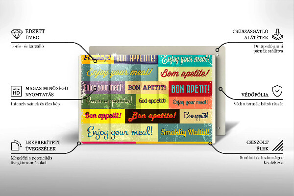 Deska do kuchni Napisy Smacznego języki