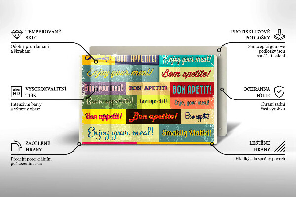 Deska do kuchni Napisy Smacznego języki