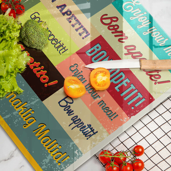 Deska do kuchni Napisy Smacznego języki