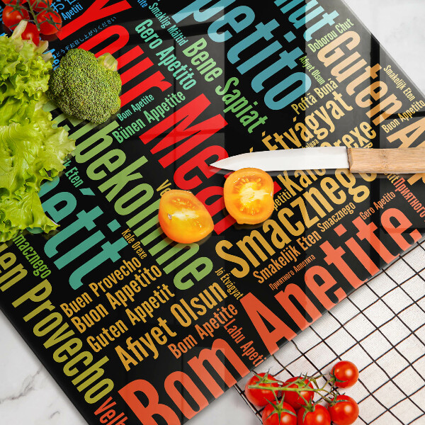 Deska do kuchni Napisy Smacznego języki