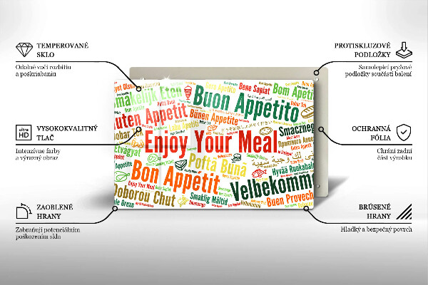 Deska do kuchni Napisy Smacznego języki