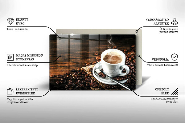 Deska do kuchni Filiżanka i ziarna kawy